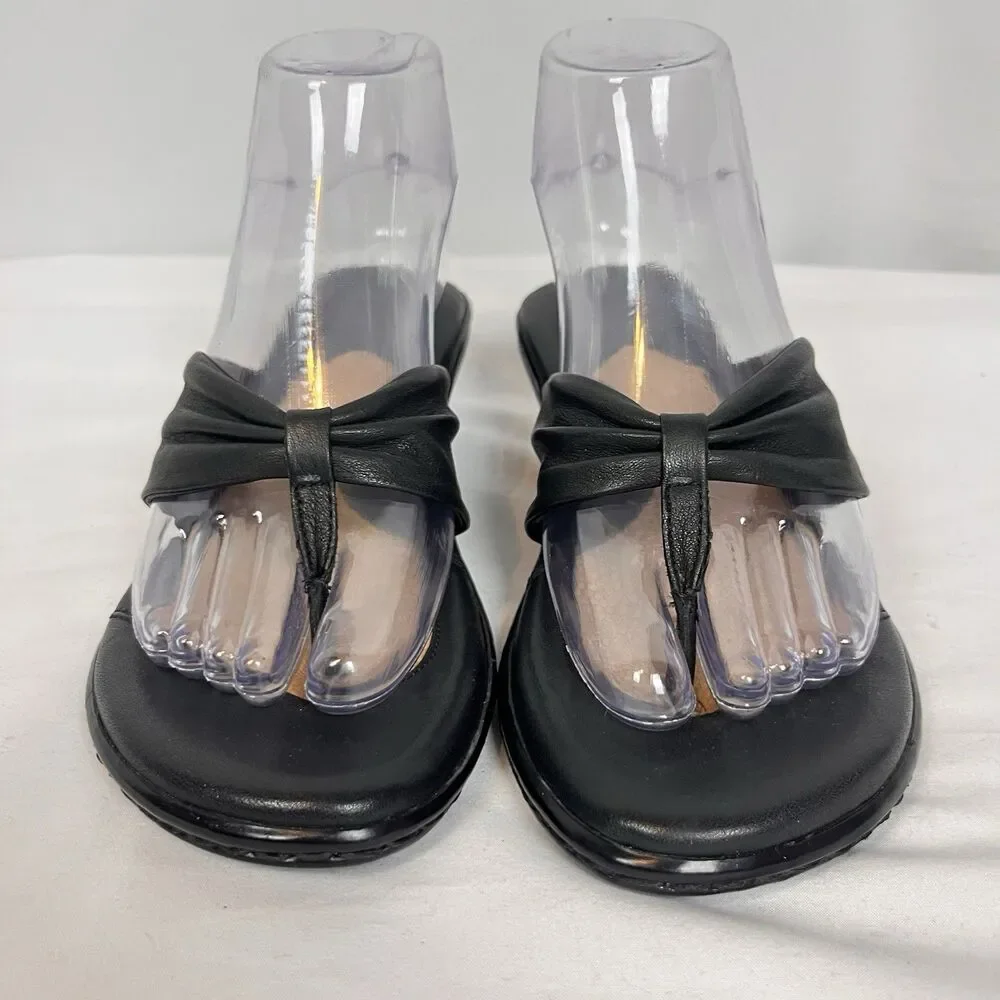 Born Børn Black Leather Thong Sandals Size 7 Comfort Boho Minimalist Chic